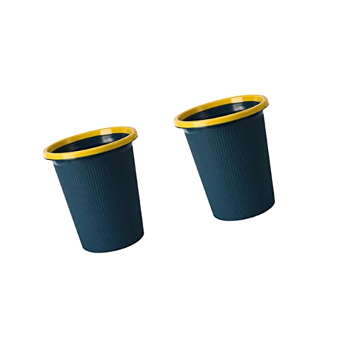2 piezas de basurero plástico simple azul oscuro miniatura 2