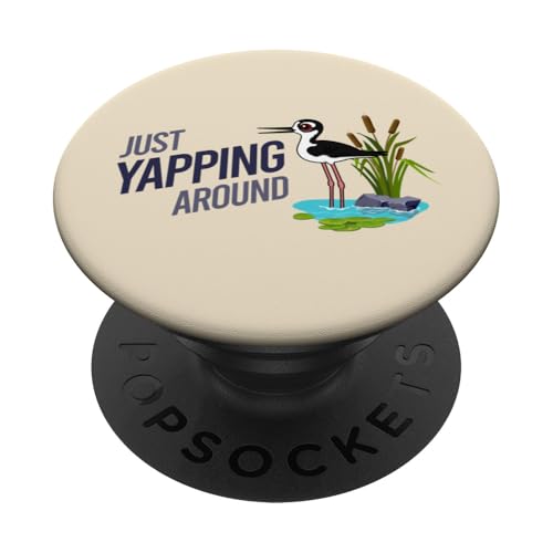 Just Yapping Around Funny Black-necked Stilt Birdorable PopSockets Swappable PopGrip