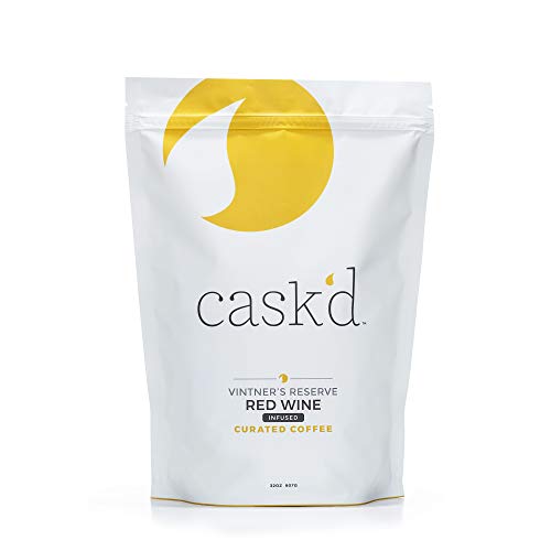 Cask’d Vintners Red Wine Infused Coffee - Made from Single-Origin Medium Roast Brazilian Coffee Beans with Full-Bodied California Cabernet - Ideal Gift for Coffee Drinkers (32 Ounce Ground)