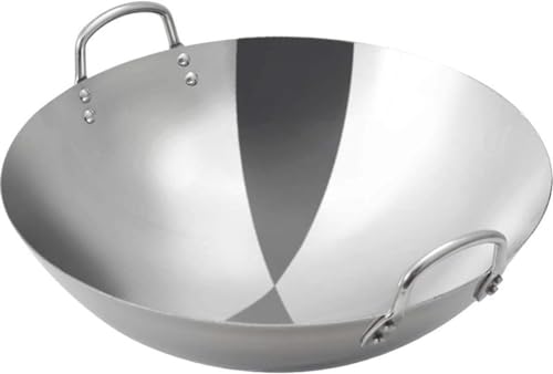 Wok de acero inoxidable tradicional, fondo plano, 47 cm miniatura 1