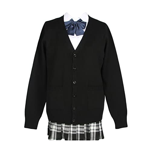 Image of jinghuiyue Women's Cardigan School Uniform Sweater V Neck Button Down Knit Cardigans Coat with Pockets