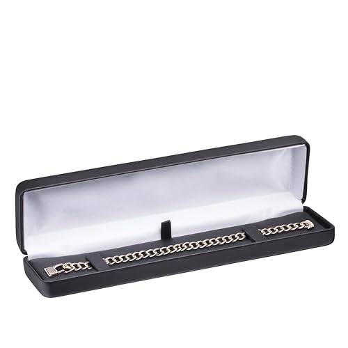 ALLUREPACK Bracelet Gift Box – Luxury Black PU Leather Jewelry Display Case with Satin Lining – Elegant Long Box for Chain Bracelet or Anklet – Perfect for Wedding, Engagement, Anniversary, Birthday