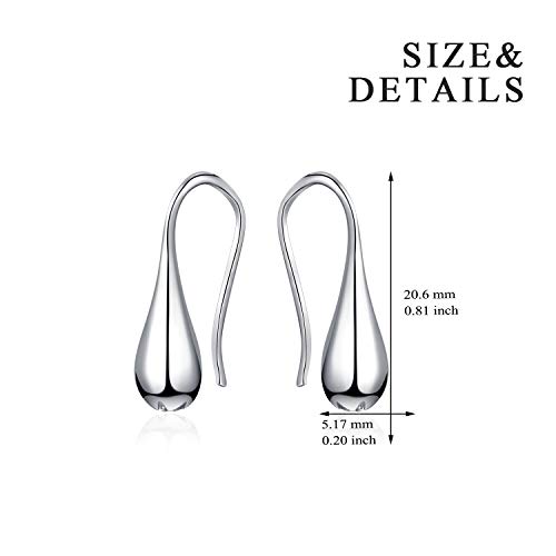 Pull Through Teardrop Dangle Earrings 925 Sterling Silver Simple Water Drop Earrings Birthday Mother's Day Christmas Gifts for Women4