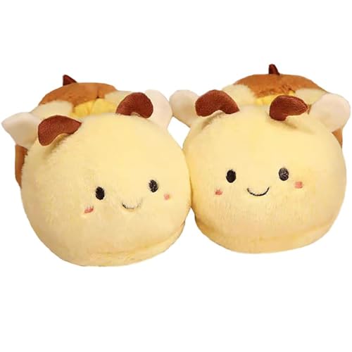Image of Fluffy Hippo & Elephant Slippers - Oversized Warm House Slippers for Adults | Non-Slip Soft-Sole Indoor Slippers