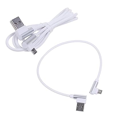 90 Degree USB Cable Right Angle Charger L Shape Charging Data Sync Cord USB Data Cable Fast Charging 0.3m, White