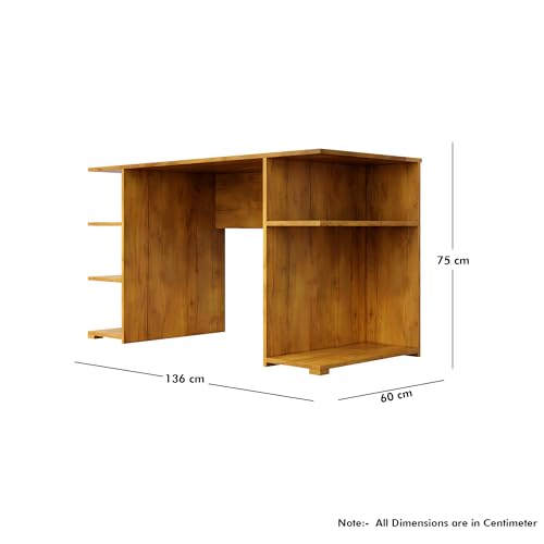 Image of Bniture Wooden Study Table for Home | Engineered Wood Study Table with Side Shelf Storage | Multi Purpose Computer Desk for Writing & Study | Laptop Table for Study Room & Workstation | Giant Wood