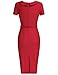 MUXXN Women's Classy Scoop Neck Belt Fitted Casual Wear to Work Dress (L Red)