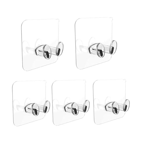 Image of Plastic Adhesive Hook Multifunctional Power Plugs Socket Holder Free Punching Adhesive Hook Power Stickers Wall Mounted Transparent Wall Plug Hook for Keys Towel Kitchen (Pack-5)