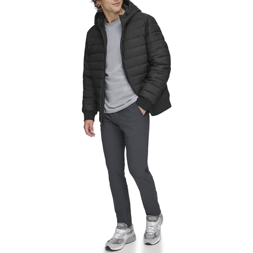 Image of DKNY Men's Quilted Performance Hooded Bomber Jacket