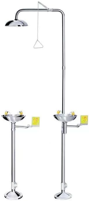 Emergency Shower Eye Wash Station Safty Shower Combination Eye Wash Station, NPT Thread, with Emergency Sign, 304 Stainless Steel