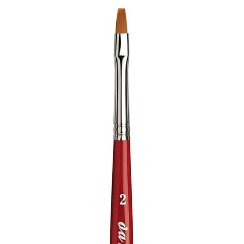 Image of da Vinci Watercolor Series 5880 CosmoTop Spin Paint Brush, Flat Synthetic with Red Handle, Size 2 (5880-02)