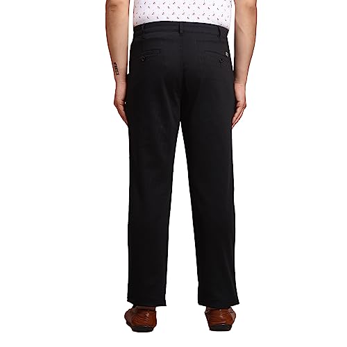 Image of Colorplus Men's Cotton Blend Solid Piece Dyed Pattern Tailored Fit Flat Front Casual Trouser