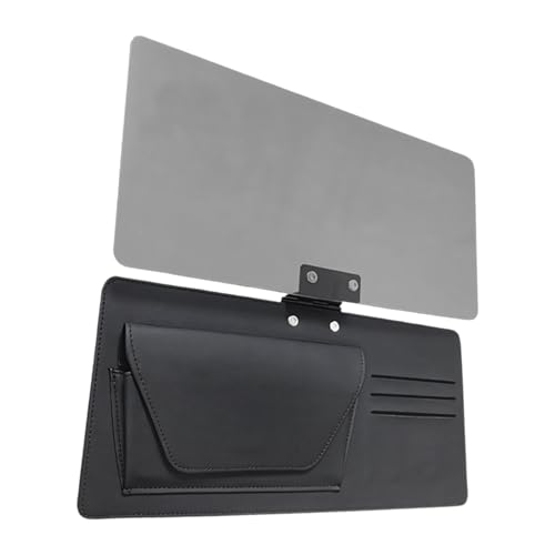 Pare-soleil voiture cuir réglable anti-reflet avec compartiment cartes intégré