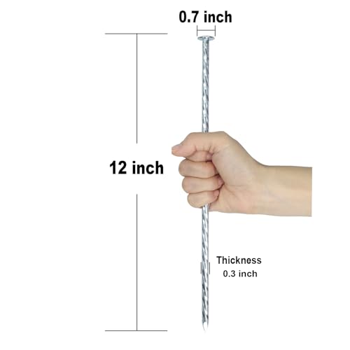 Image of 12-inch Artificial Turf Stakes Galvanized Metal Spiral Spikes(16) | Solid Landscape Edging Spikes for Outdoor, Heavy-Duty Rust Resistant Security Anchoring Garden Tent Stakes