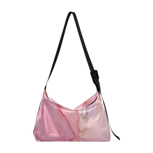 Marble Pink Gold Crossbody Bag for Women Men with Adjustable Strap PU Leather Shoulder Hobo Purse Bag 20849745 - Main Image