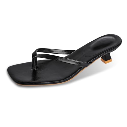 Women's Kitten Heels Sandals Square Open Toe Flip Flop Summer Fashion 1.8-2 Inch Low Heels Sandals for Party Beach