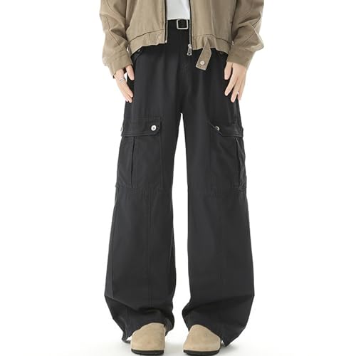 XYXIONGMAO Men's Black Streetwear Joggers Hip Hop Casual Sweatpants Multi-Pocket Cargo Pants Loose Techwear Pleated Overalls3