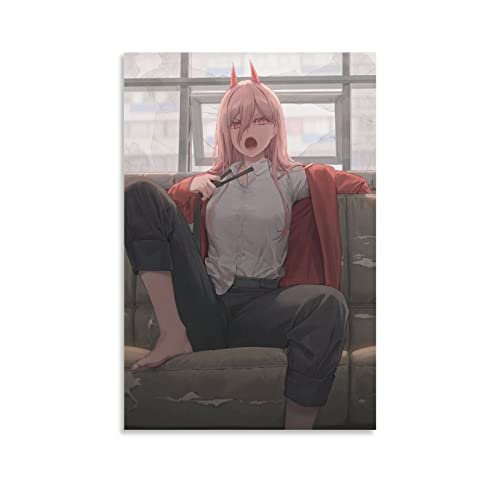 Anime Chainsaw Man Power Manga Leinwand-Kunst-Poster und Wandkunstdruck, modernes Familien-Schlafzimmer, Deko-Poster 60 x 90 cm Cover