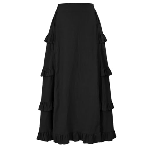 Image of Women's Renaissance Skirt Pirate High-Low Ruffle Maxi Skirts
