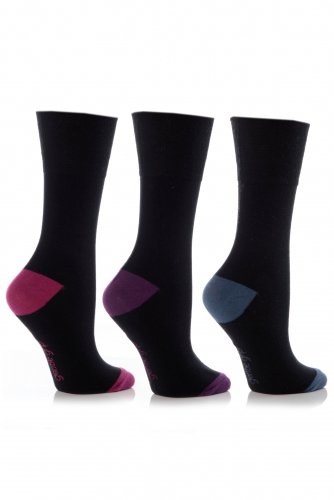 Gentle Grip Chaussettes avec talon et orteil contrastés - 3 paires - Noir 37-42