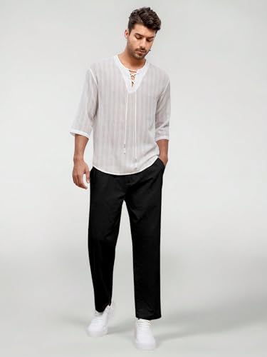 Image of Aahwan Khaki Solid Men's Regular Fit Cotton Slant Pocket Straight Leg Pants