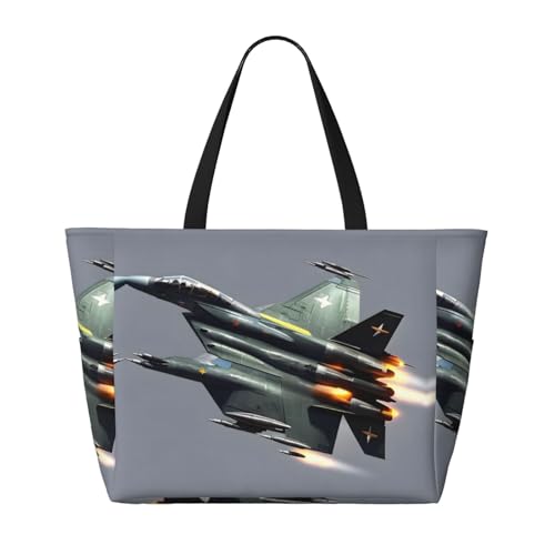 Jet Fighter Large Capacity Foldable Tote Bag Women Beach Tote Bag Handbag Gym Bag Travel Shopping Bag2