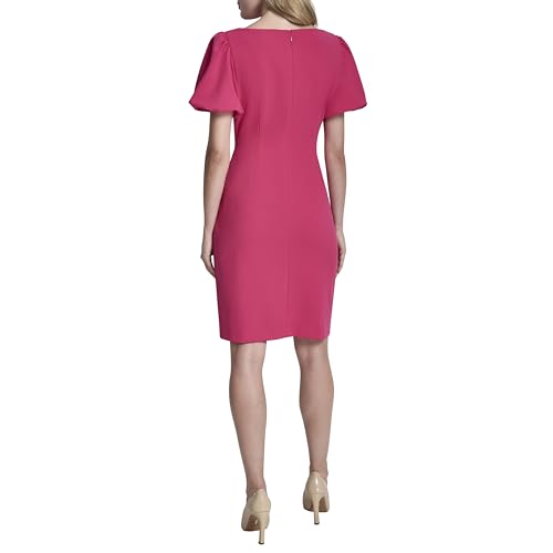 Image of DKNY Women's Short Sleeve Boat Neck Side Ruched Dress
