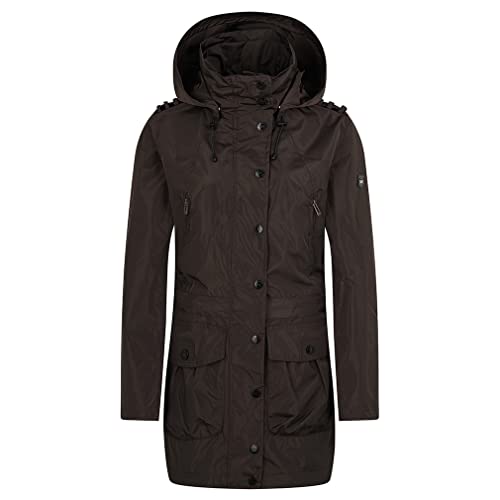 Knuffelwuff Damen Übergangsjacke - Leichte wasserdichte Jacke Lexington Größe: M / 38 Coffee - Atmungsaktive Regenjacke mit extra vielen Taschen für Outdoor, Wandern, Reisen, Gassi gehen