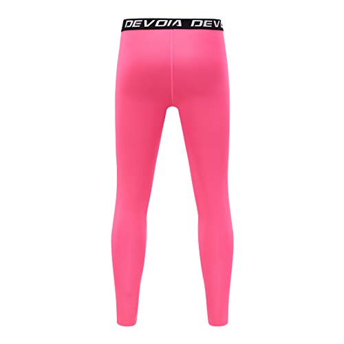 Devoropa Boys Leggings Quick Dry Youth Compression Pants Sports Tights Basketball Base Layer Pink S thumb #3