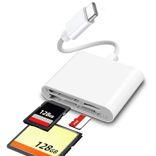 Gbformat USB C SD Kartenleser TF CF Kartenleser,Type C auf SD/TF/CF Kartenlesegerät Adapter 3 Kartensteckplätze Speicherkartenleser Micro SD Kartenleser für 15/Pad/Laptop/Kamera