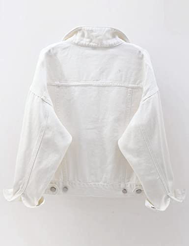 Locachy Women's Casual Denim Jacket Solid Color Basic Long Sleeve Jean Jacket Coat2
