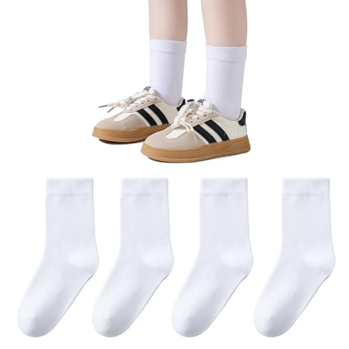 Marchare Boys Girls Seamless Crew Socks Soft School Dress Socks Uniform Calf Socks Black White Navy