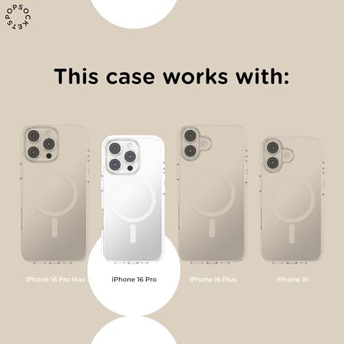 Image of PopSockets iPhone 16 Pro Phone Case with MagSafe, Wireless Charging Compatible, White - Horchata