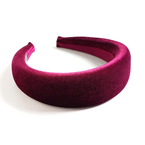 UCUNJIA Bandeau Rond en Velours, Bandeau Couronne de 1,8 cm d'épaisseur, Bandeau Femme headband femme(Bleu Foncé) (Wine red) Cover