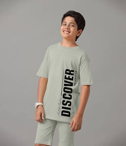 Image of KYDA KIDS Boys 100% Pure Combed Cotton Co-ord Clothing Set Premium Printed T-Shirt & Shorts | Relaxed Fit Summer Outfit for Kids