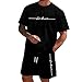 kurzer schlafanzug herren, 2 Teiler Herren Sommer Outfit Schlafanzug Kurz Aufdruck Zweiteiler Trainingsanzug Shorts Und Tshirt Set Sportanzug Lässig Freizeit Bequeme Hausanzug
