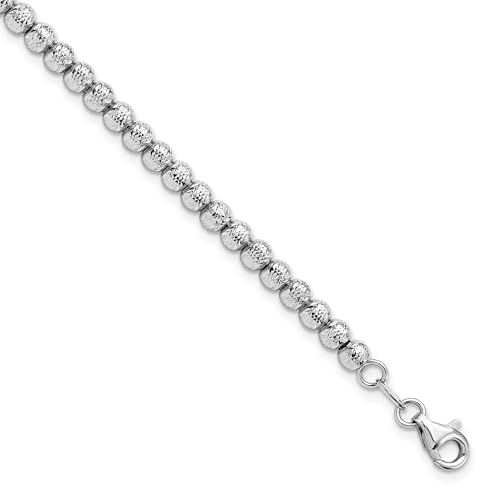 IceCarats 14K Solid White Gold Beaded Ball Chain Bracelet3