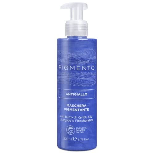 Pigmento, Maschera pigmentante, Trattamento Ravviva il Colore con Burro di Karité e Olio di Jojoba, Colore Capelli Blu Profondo, Nutre e Rende i Capelli Brillanti e Setosi, 200 ml
