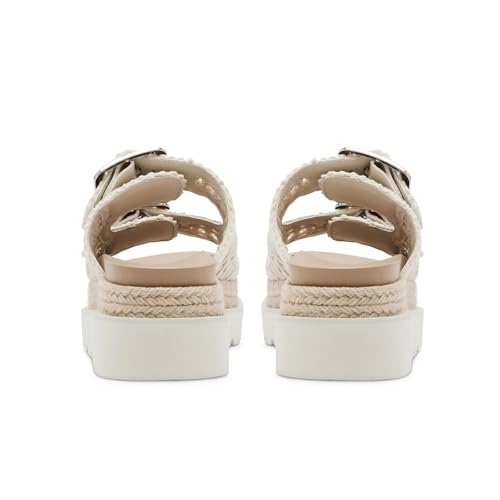Image of DOEYG Platform Sandals for Women Summer Beach Raffia Slide Sandals Comfortable Casual Woven Straw Sandal with Buckle
