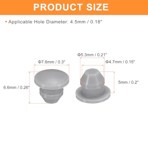 Image of uxcell 28Pcs Silicone Plugs, Rubber Round Snap in Locking Hole Plugs for 4.5mm Hole, Hole Stoppers Waterproof Hole Plug for Metal Tube, Furniture End Caps Inserts, Grey
