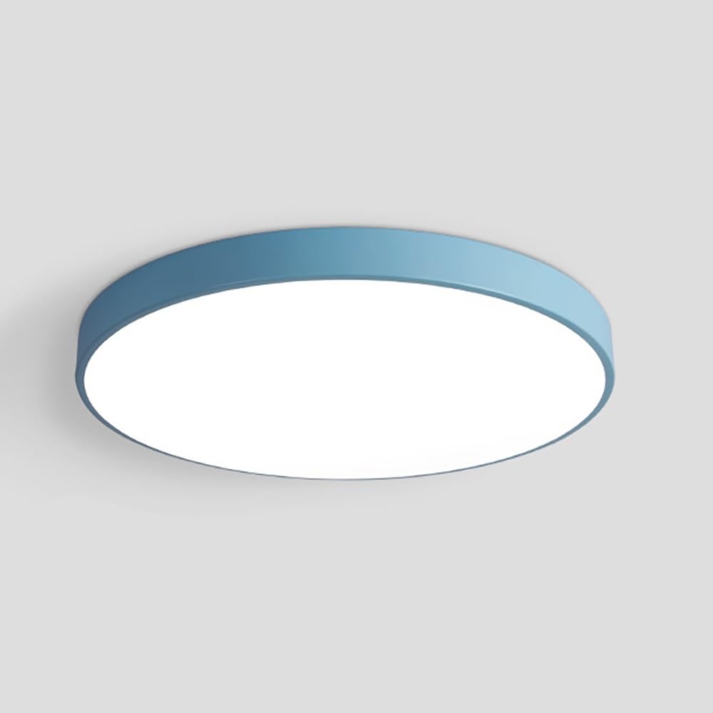 COSRUB Ultra Thin Round Flat Panel Lights, Minimalist Dimmable LED Ceiling Lamps Modern Colorful Iron Flush Mount Ceiling Light for Bedroom Study Entryway(Blue,60cm/23.62in)
