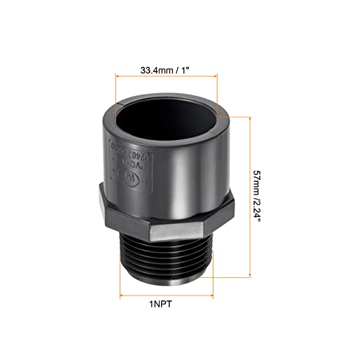 PATIKIL 1NPT Male Thread Pipe Fitting, 5 Pack UPVC 1" Socket Schedule 80 Straight Tube Hose Connector Adapter for Water Pipes Gray - Image 2