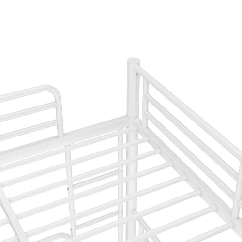 Image of Full Over Queen Over Queen Bunk Bed with Safety Guardrails, Modern Metal Triple Bed Frame for Kids, No Box Spring Required, White