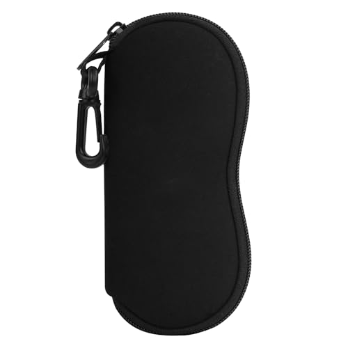 MoKo Sonnenbrille Tasche - [Ultra Lightweight] Neopren Reißverschluss Brillenetui mit Gürtelclip für Brillen, Rahmen, Tragbare Case für Schlüssel, Bleistifte, Karten, A-schwarz