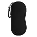 MoKo Eyeglass Soft Case, Zippered Neoprene Sunglasses Pouch with Clip - Black