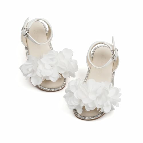 Image of THEE BRON Girls' Toddler Butterfly Sandals Comfy Hook-and-Loop Summer Shoes for Kids(AA404 Toddler,White /6M)