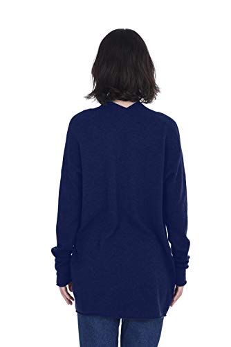 Image of Cashmeren Women's 100% Pure Inner Mongolian Cashmere Essential Mid-Thigh Cardigan (Small, Navy)