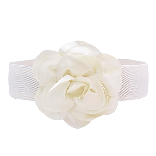 TeeYee Women Big Flower Belt Wide Elastic Slim Fit Waist Band Strech Waist Décor Adjustable Belt