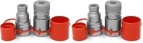 Image of Summit Hydraulics 3 /4 inch NPT Skid Steer Flat Face Hydraulic Quick Connect Couplers /Couplings Set w /Dust Caps (Pack of 2)