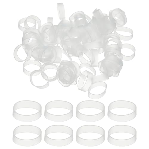 PATIKIL 200Pcs Silicone Cable Ties, 15mm Heavy Duty Small Strong Rubber Bands Silicone Rubber Bands for Cord Management Home Office Organization, Transparent(23x5x0.6mm)